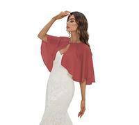 Bisdasdm Capelets for women Chiffon Cape Soft Shawls and Wraps Wedding Capes 1920s flapper Cover Up - Wine Red