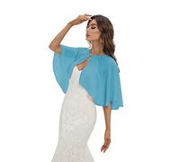 Bisdasdm Chiffon Capelet Soft capes Shawls and Wraps for Evening Dress Wedding Cape 1920s shawl accessories for women flapper Cover Up - Blue