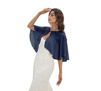 Bisdasdm Womens Shawls and Wraps for Evening Dress Chiffon Shawl Cape Wedding Guest Bridesmaid Capelets Scarves - Navy