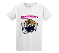 BISEGRLIN Men's Shonen Knife Genki Shock Pop Punk Band Cotton T Shirt White 3XL