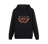 BISEGRLIN Men's Waylon Jennings Flying W Hoodies Pullover Long Sleeve Sweatshirts XXL Black