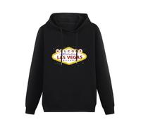 BISEGRLIN Men's Welcome To Las Vegas Nevada Sign Lights City Hoody Funny Apparel Casual Hoodie 3XL Black