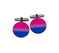 Bisexual Flag Cufflinks - Pink, Purple & Blue Bi Pride Accessory - Orientation Identity Gift - LGBTQ+ Visibility Jewellery - Christmas Stocking Filler