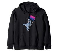 Bisexual Flag Dinosaur Bi Pride LGBT Nonbinary Gay Lesbian Zip Hoodie