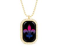 Bisexual LGBT Pride Flag Fleur De Lis Custom Photo Necklace Personalized Picture Pendant Memory Jewelry for Women