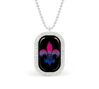 Bisexual LGBT Pride Flag Fleur De Lis Custom Photo Necklace Personalized Picture Pendant Memory Jewelry for Women