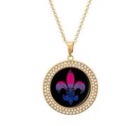 Bisexual LGBT Pride Flag Fleur De Lis Personalized Picture Necklace Photo Pendant Custom Memorial Jewelry for Women