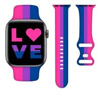 Bisexual Pride Bands Compatible with Apple Watch Band 38MM 40MM 41MM, Silicone Strap Wristbands Compatible with iWatch Bands Series SE 7 6 5 4 3 2 1 for Women Men