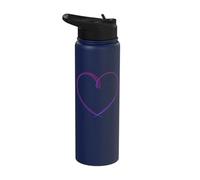 Bisexual Pride Heart Line Art Minimalist Aesthetic Stainless Steel Insulated Water Bottle