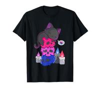 Bisexual Pride Kawaii Cats Pile Skull Cat LGBT Bi Pride Flag T-Shirt