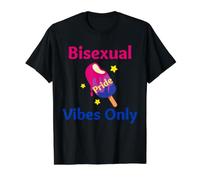 Bisexual Pride Vibes Only Ice Cream Proud Bisexuality LGBTQ Value Graphic T-Shirt, Men, Black, XL
