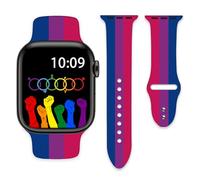 Bisexual Pride Watch Bands Compatible with Apple Watch 42mm 44mm 45mm 49mm for Women Men Silicone Smartwatch Wristbands Strap for iWatch Series Ultra SE 9 8 7 6 5 4 3 2 1
