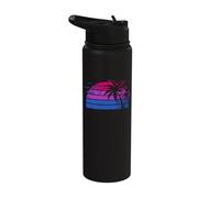 Bisexual Sunset Palm Trees Pride Flag Colours Stainless Steel Insulated Water Bottle