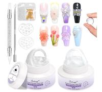 BISHENGYF 30g 3d Nail Gel,2 Pcs Clear Mermaid Pearl 3d Gel for Nails,No Stick Solid Builder Ge l for Nail Extension Carving With 3d Silicone Mold,3d for Nai l Art Home（Silver）