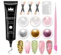 BISHENGYF 30G No Wipe 3d Nail Gel And Gold Chrome Nail Powders:Yellow/Silver Magic 6pcs Mirror Effect Pink Pearl Chrome Nail Powder,5d Embossed 3d gel for nails Art Decoration Home