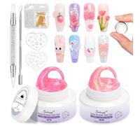BISHENGYF 3d Gel for Nails,Large Capacity Clear 2pcs 30g Non-Sticky Mermaid Pearl 3d Sculpting Nail Gel,Clear Carving for Nail Extension Nail Art Salon Hom Diy Includes Molds（Rose Pink）