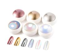 BISHENGYF 6Pcs Chrome Nail Powder: Super Mirror Nail Glitter, Metallic Holo Nail Chrome Powder for Gel Polish Aurora Iridescent Pearlescent Gold Chrome Powder for Nail Art Salon DIY Design Decoration