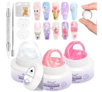 BISHENGYF Clear 3d Gel for Nails,3 Pcs 30g Large Capacity Mermaid Pearl 3d Gel,No Stick Solid Builder Ge l for Nails 3d Silicone Pens and Mold Tools Extension Salon Manicure Home Diy(Rose Pink)