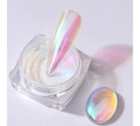 BISHENGYF White Chrome Nail Powder - 1g Super Glitter, Aurora Mermaid Pearl, Metal Mirror Glaze Donut Chrome for DIY Nail Art Decor