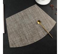 Bishilin 10 Pcs Place Mats, Table Mat Kitchen PVC 17x11Inch Sector with Geometry Pattern Khaki