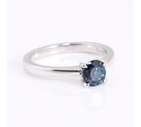 Bishilin 14 K White Gold Wedding Band, Ladies Ring Solitaire Mit Dark Blue Moissanite Size Q 1/2