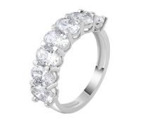 Bishilin 14 K White Gold Wedding Band, Promise Ring Band Elegant with Oval Moissanite Size J 1/2