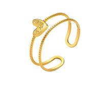 Bishilin Anillos de Compromiso para Mujer, Gold Vintage Rings Love Heart Opening Ring Size P 1/2