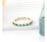 Bishilin Anniversary Rings for Women, 18.1K Gold Band Ring Woman Dainty with Rectangular Created Emerald Size N 1/2