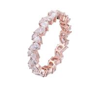 Bishilin Anniversary Rings for Women, Pretty Rings for Women 9K Rose Gold Irregular Design with Pear Moissanite Size J 1/2