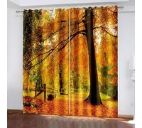 Bishilin Boho Curtains, Black Out Curtains Orange 2 Panels Autumn Scenery Polyester 38W x 72L Inch