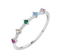 Bishilin Cubic Zirconia Eternity Rings for Women, The Wedding Band Silver Dainty Stackable with Colorful Round Cubic Zirconia Sterling Silver Size L 1/2