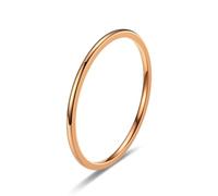 Bishilin Cute Ring, Stainless Steel Rings Rose Gold Thin 1mm Size P 1/2 Suitable for Wedding Anniversary Holiday