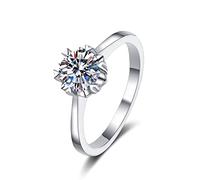 Bishilin Cz Engagement Ring Set, The Engagement Ring White Gold Snowflake with 6.5mm Round Cubic Zirconia Sterling Silver Size P 1/2