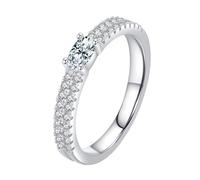 Bishilin Cz Wedding Bands, Dainty Sterling Silver Rings Silver Elegant 4 Prong with Oval Cubic Zirconia Size R 1/2