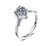 Bishilin Dainty Silver Rings, Vintage Rings Aesthetic 4-Prong with 6.5mm Cubic Zirconia Sterling Silver Size K 1/2