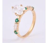 Bishilin Gold Rings Boho, Large Engagement Ring 14K Yellow Gold Rectangle with 1Ct Moissanite Size M 1/2