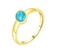 Bishilin Gold Rings Unisex, Opal Ring Vintage Vintage with Blue Oval Opal Sterling Silver Size J 1/2