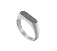 Bishilin Love Rings for Women, Stainless Steel Ring Sets Silver Black with Rectangle Pattern Size N 1/2
