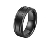 Bishilin Mens Rings, Black Engagement Ring Simple Groove Size V 1/2 Suitable for Wedding Birthday