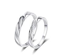 Bishilin Moissanite Ring Stack, Silver Rings for Women Gothic Waves with 0.028ct Round Moissanite Sterling Silver Size L 1/2