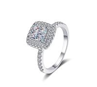 Bishilin Moissanite Rings Bridal Set, Women's Ring White Gold Square with 1ct Princess Moissanite Sterling Silver Size M 1/2