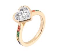 Bishilin Moissanite Rings, Engagement Ring 14K Gold Simple Heart with 2Ct Moissanite Size O 1/2