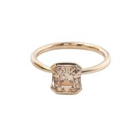 Bishilin Moissanite Rings Set for Women, The Promise Ring 9K Gold Solitaire with 2Ct Champagne Asscher Moissanite Size T 1/2