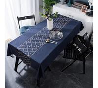 Bishilin Outdoor Dining Table Cloth, Tablecloth Rectangle Modern Rhombus Dot Fabric Tablecloths Navy Blue 55 x 71 Inch