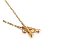 Bishilin Pendant Necklace for Women, Stainless Steel Necklace Unique Gold Letter A with Cubic Zirconia