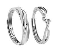 Bishilin Personalised Wedding Ring, Matching Rings for Best Friends 925 Silver Engagement Ring Gift Customize