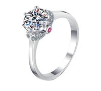 Bishilin Plain Sterling Silver Rings, Silver Rings for Women Trendy 6-Prong with 5mm Cubic Zirconia Size M 1/2