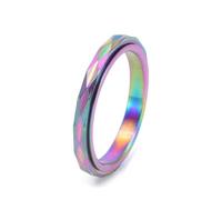 Bishilin Plain Wedding Ring, Stainless Steel Rings Ladies Multicolor Diamond Cut Rotatable Size N 1/2