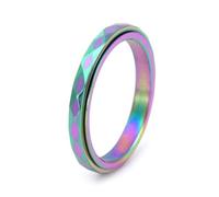 Bishilin Pre Engagement Ring, Engagement Rings for Women Colorful Geometric Rotatable Rings Size V 1/2