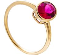 Bishilin Pretty Rings for Women, Simple Promise Rings with Oval Red Cubic Zirconia 9K Yellow Gold Size S 1/2
